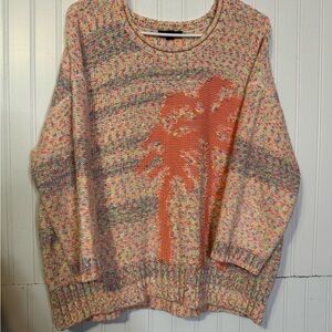 Tribal Multicolor Sweater with Orange Palm Design